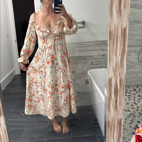 “Loness” Cream and cherry blossom dress - Picture 1 of 5